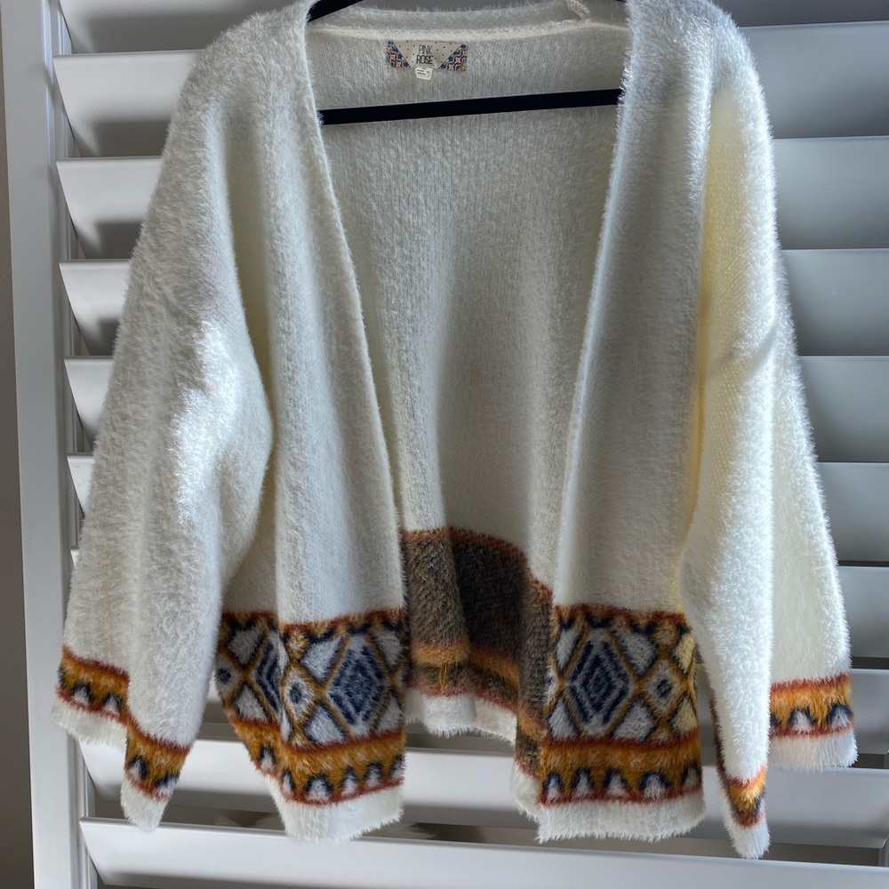 Pink Rose Aztec Pattern Fuzzy Sweater - Picture 6 of 8